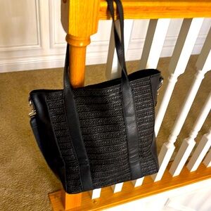 Steve Madden Black Crocodile Embossed Tote Bag